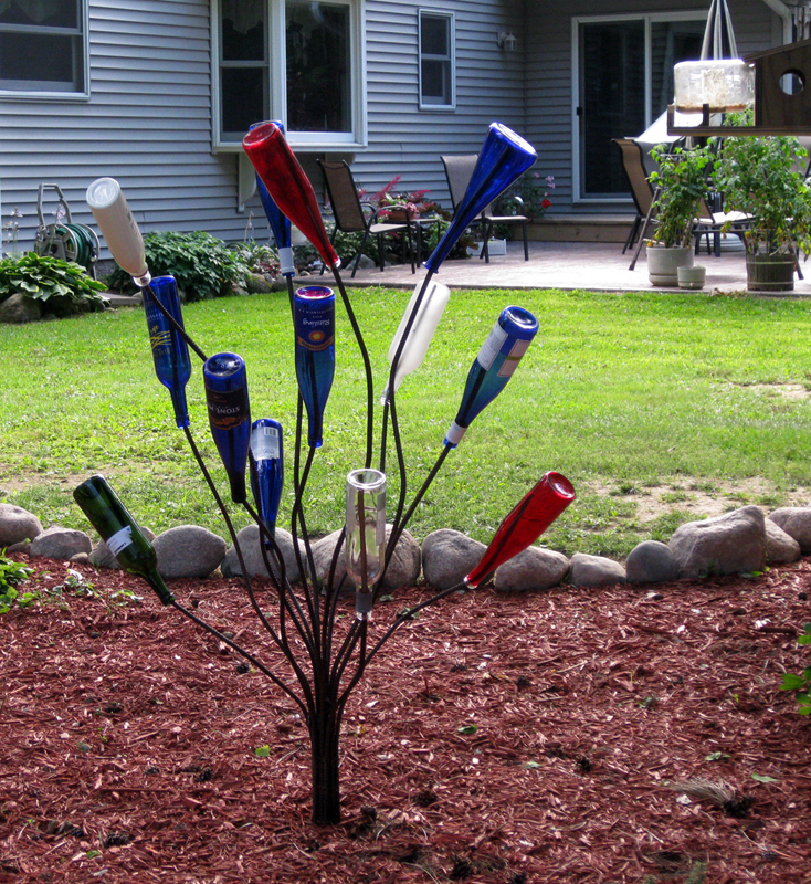 Metal Bottle Tree and Glass Bottle Sets